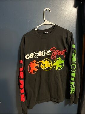 Stussy X Cactus Plant Flea Market Black Long Sleeve T-Shirt